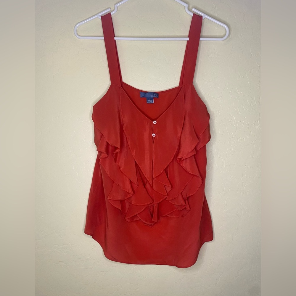 100% Silk Sleeveless ruffled blouse